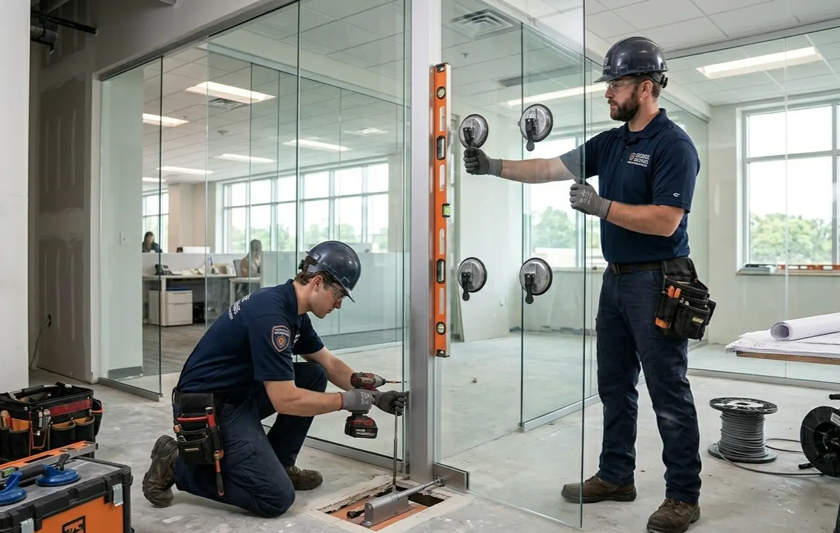 Code-compliant commercial door installation for a New Jersey business by Cosello Construction