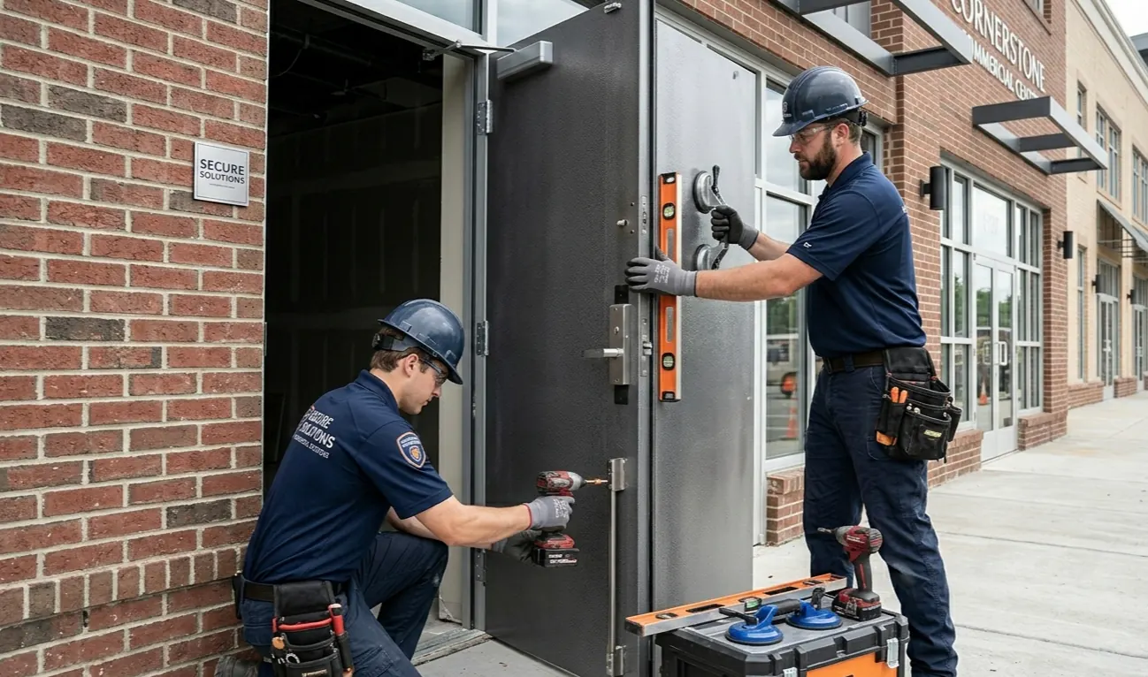 Steel entry door installation by Cosello Construction