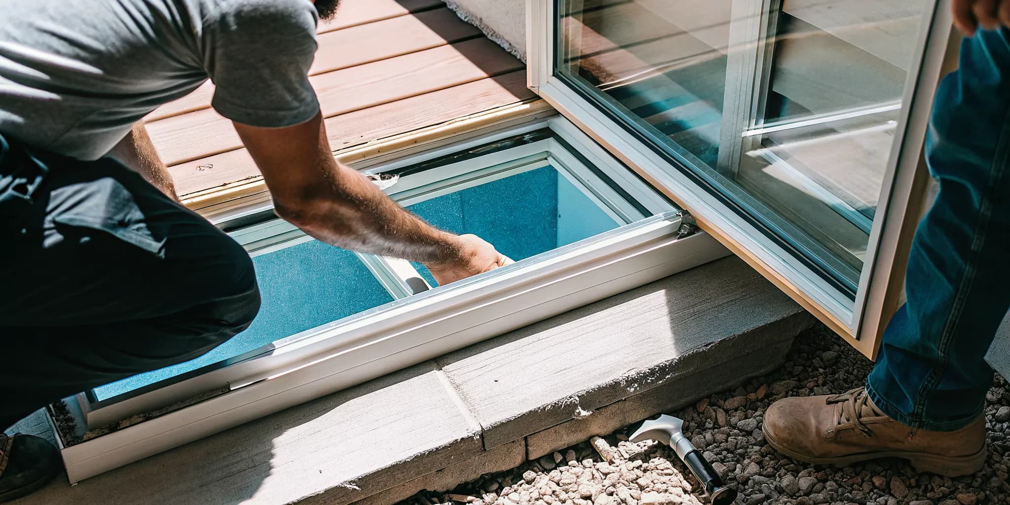 Professional installation of a basement egress window with window well and gravel base in a New Jersey home
