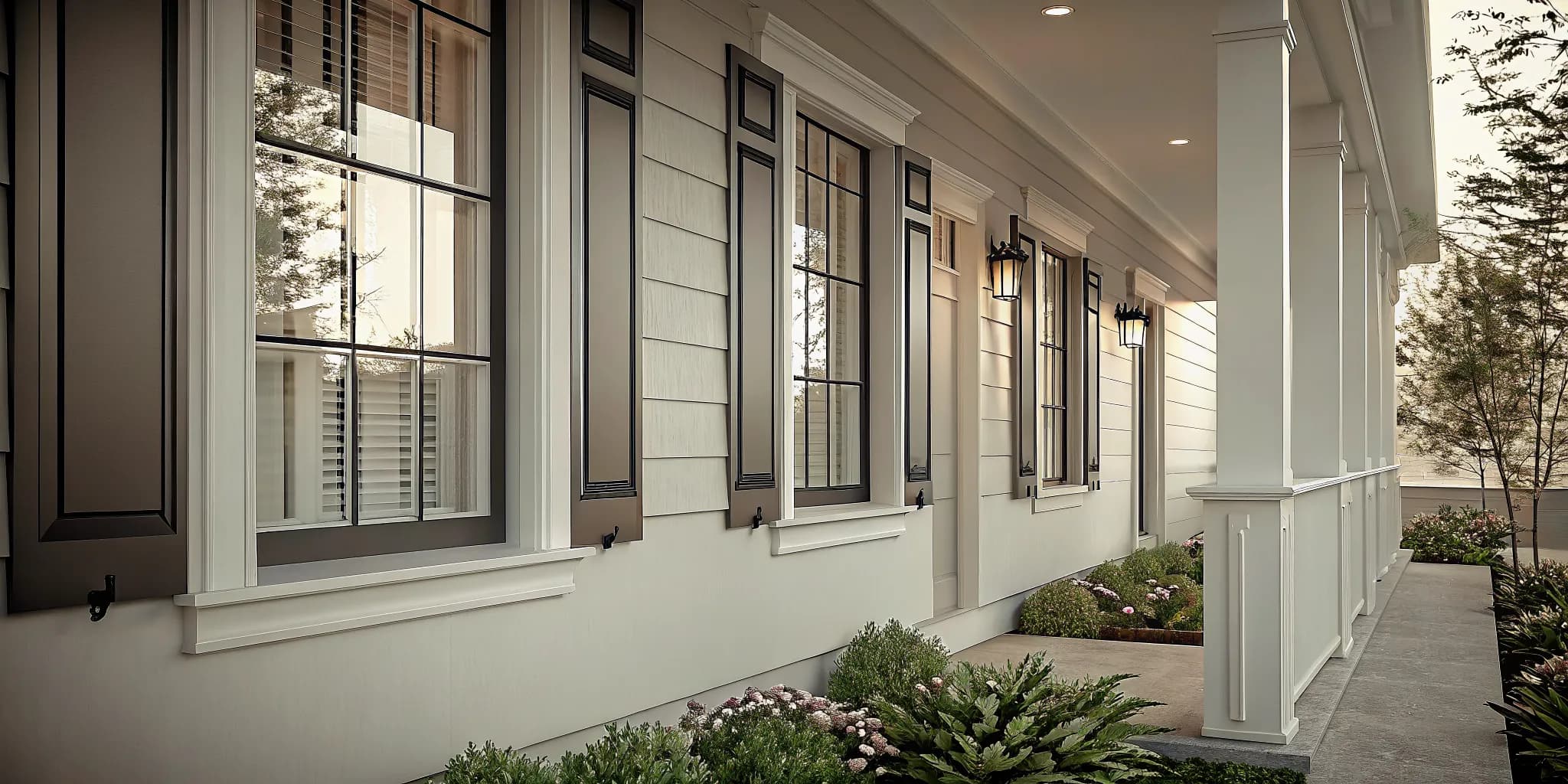 South Jersey home featuring modern black window frames