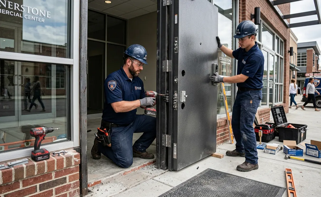 Commercial Security Door Installation by Cosello Construction