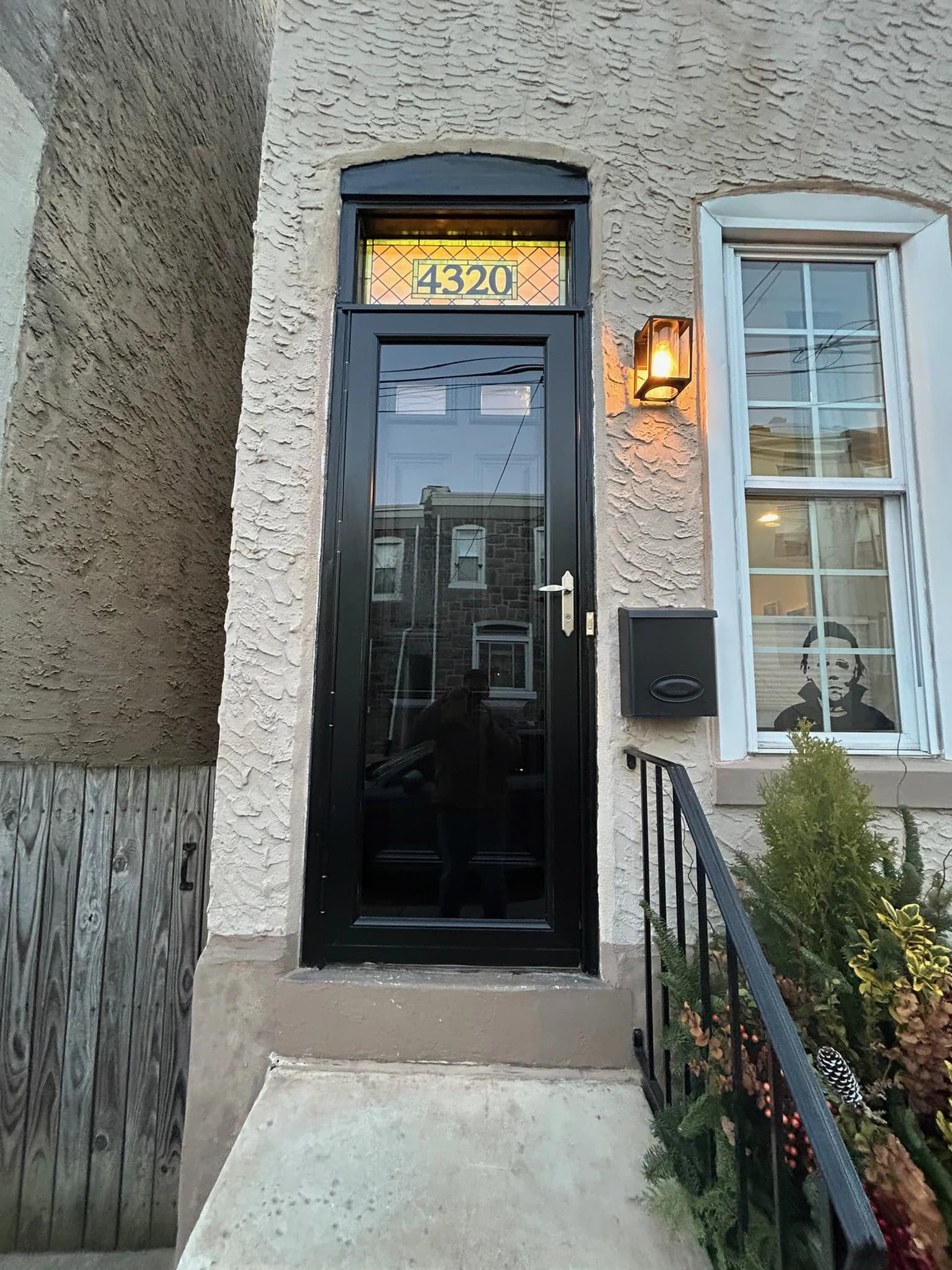 Custom front door installation with transom window in South Jersey by Cosello Construction