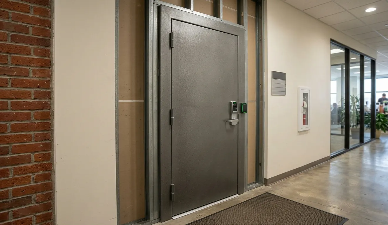 Commercial security door installation by Cosello Construction