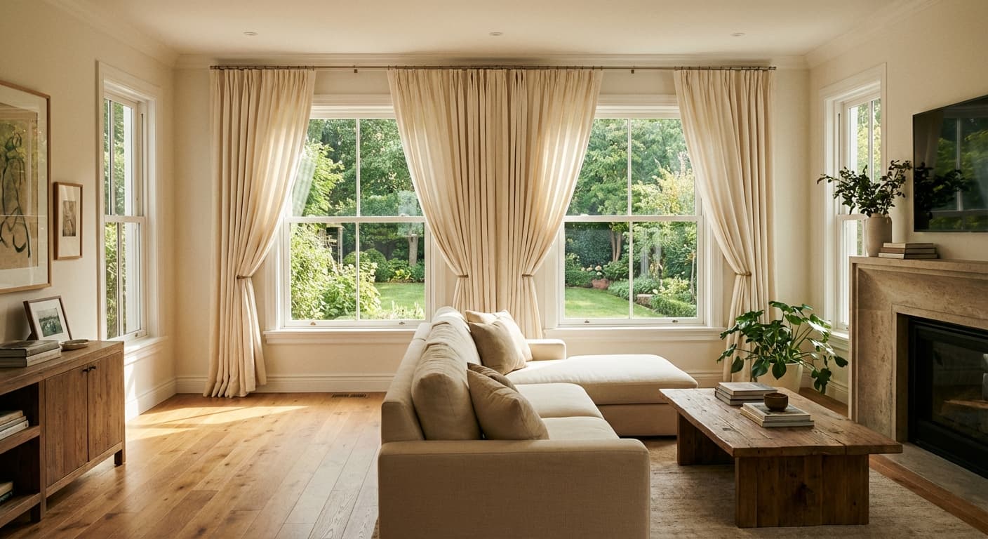 Energy-efficient windows in a bright living room
