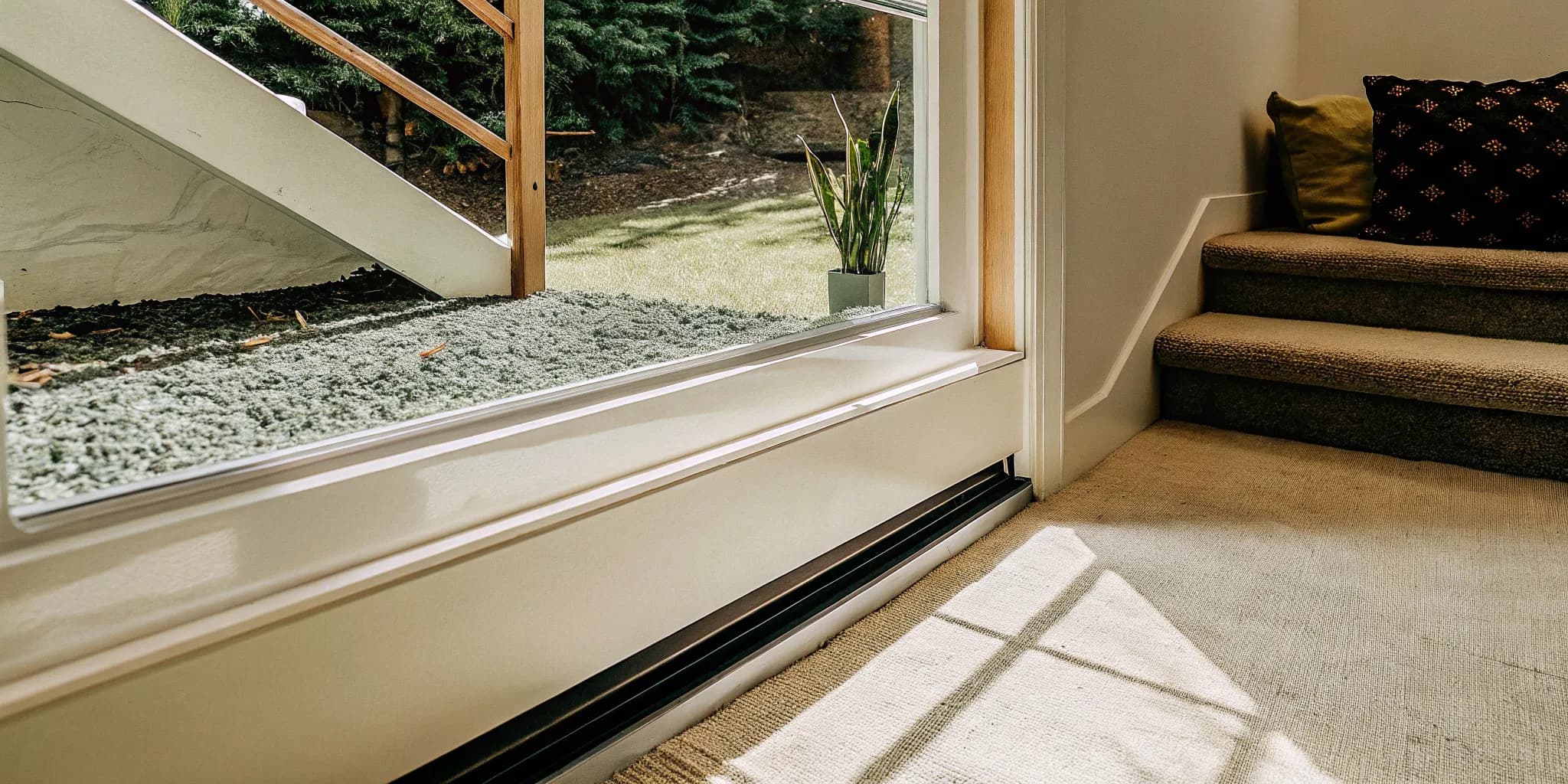Bright finished basement with a large egress window installed in the foundation wall