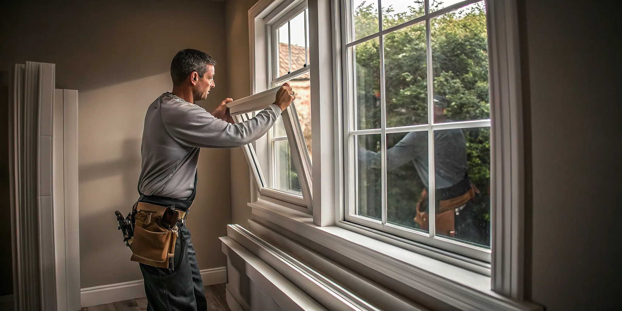 Contractor reviewing a window installation estimate with a homeowner