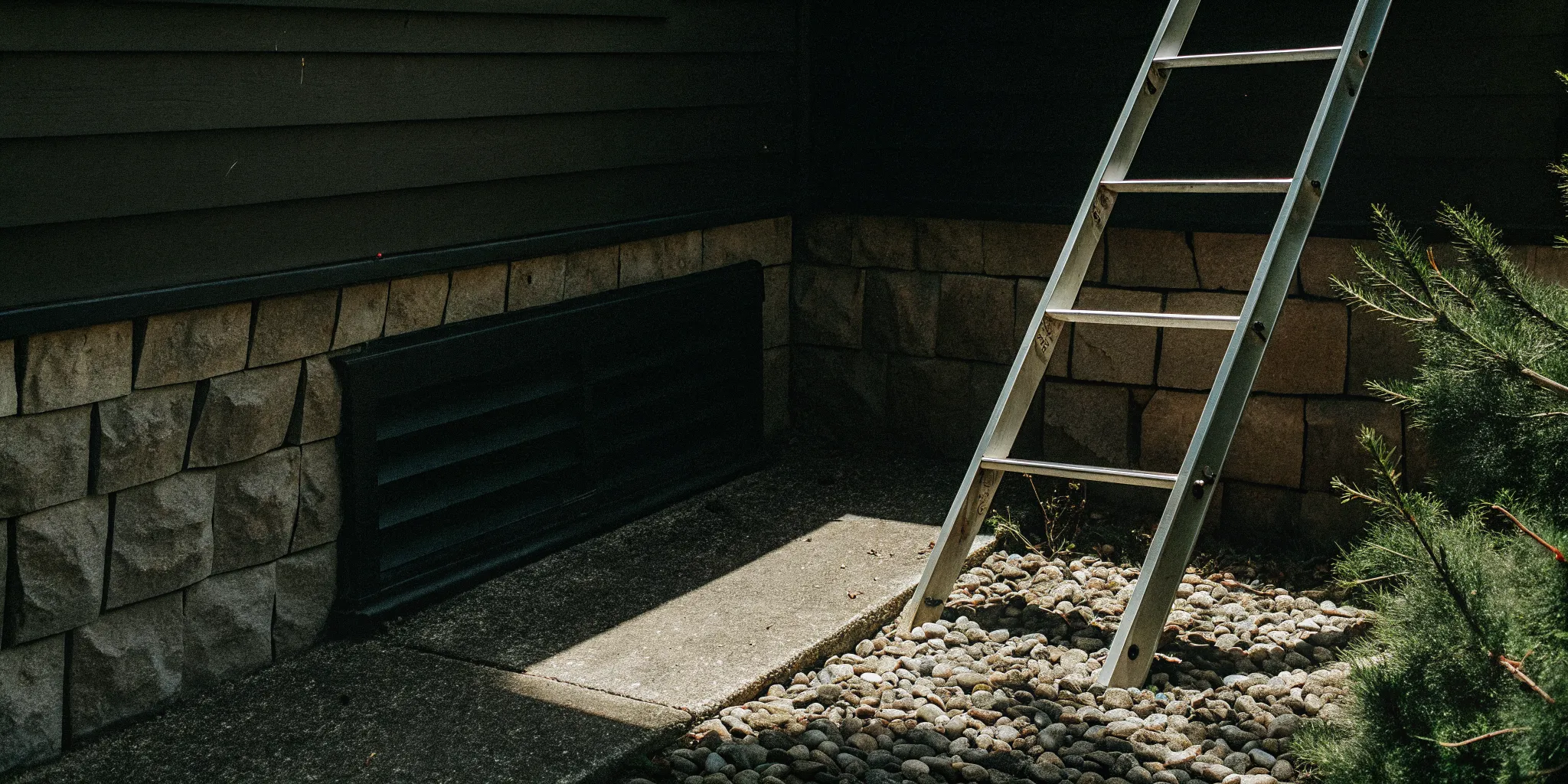 Finished basement egress window with a drained window well