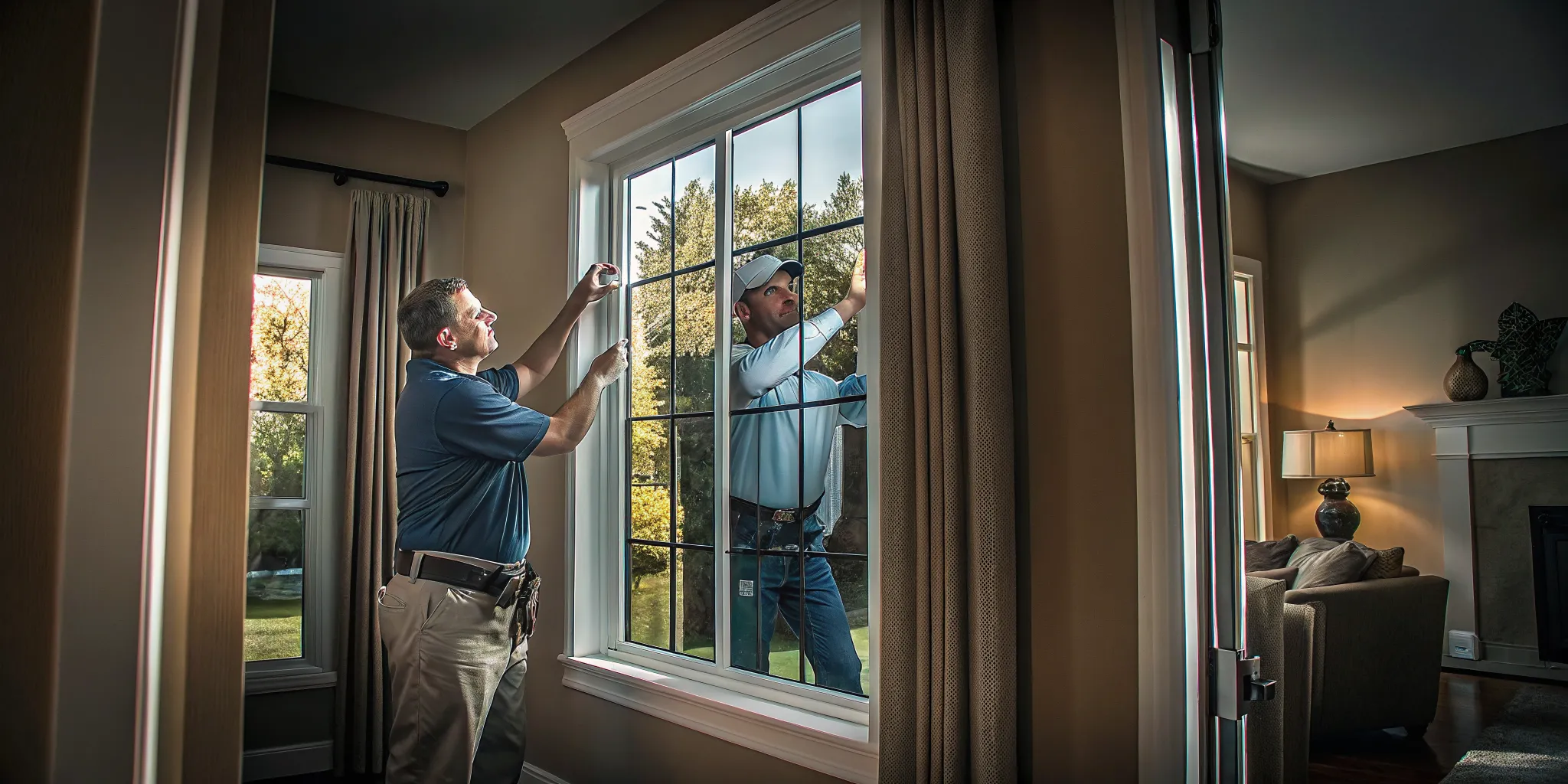 Professional installing an energy-efficient replacement window in a South Jersey home