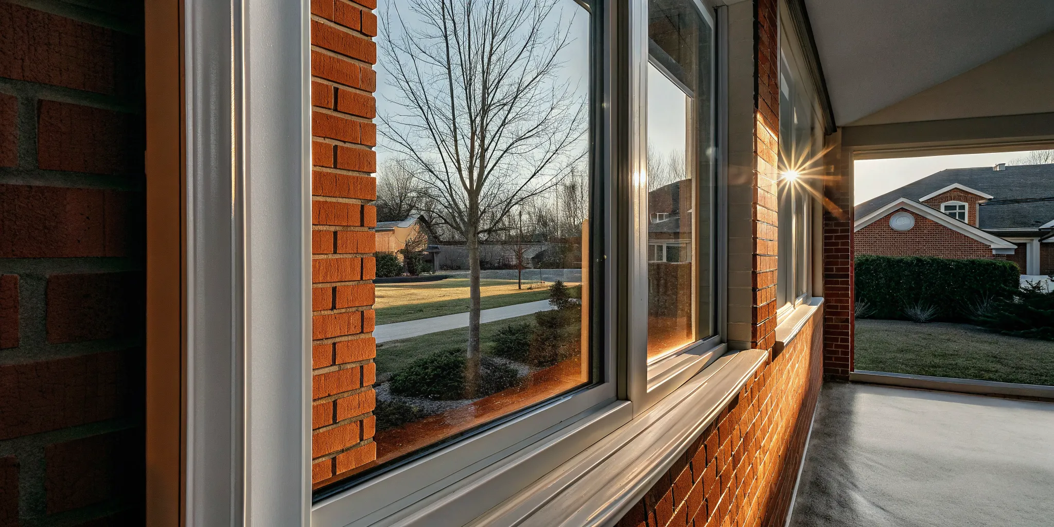 Energy-efficient double-pane windows installed in a South Jersey brick home