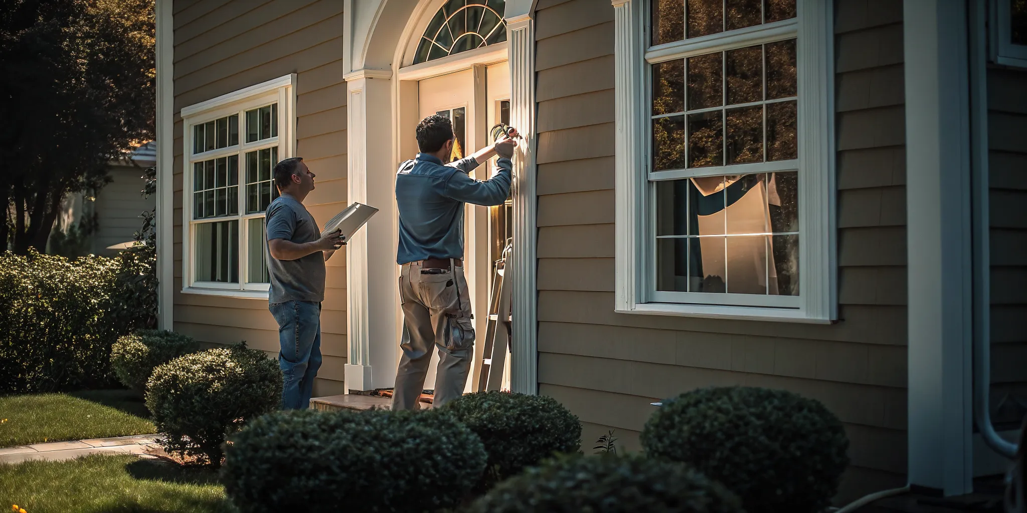 Contractor reviewing a New Jersey replacement window project